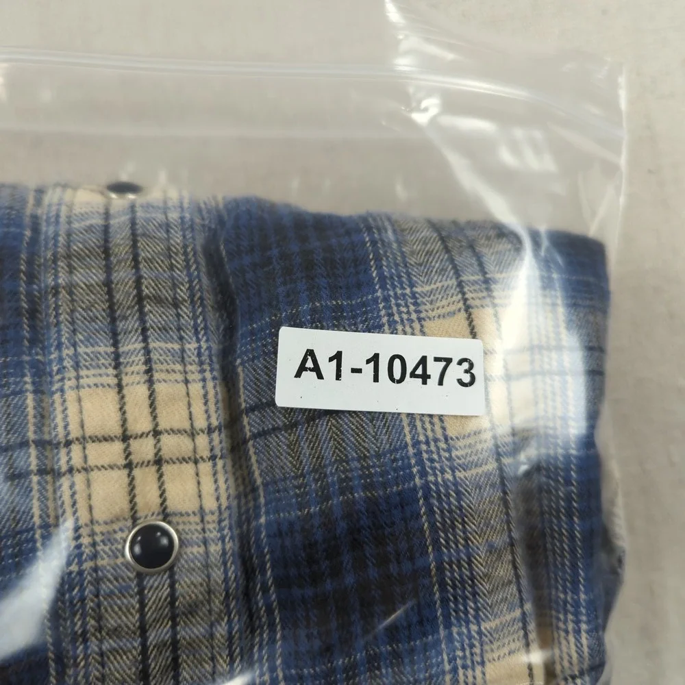 Levis Shirt Mens 2XL Blue Plaid Flannel Pearl Snap Western‎ Cowboy Rodeo